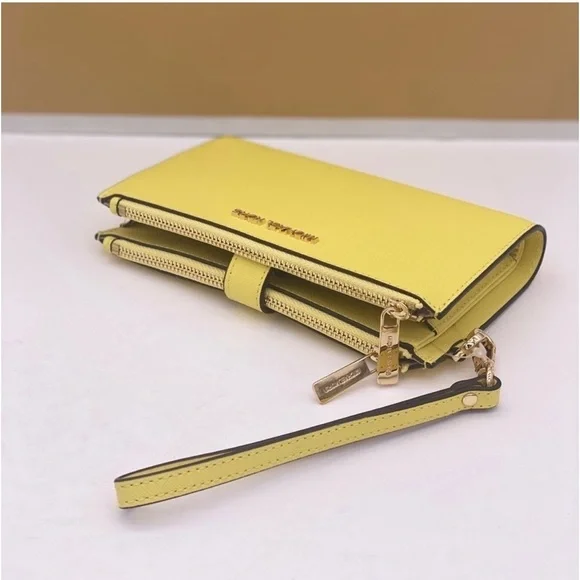 Michael Kors DoubleZip Wallet Wristlet Phone Case Sunshine - Picture 10 of 11